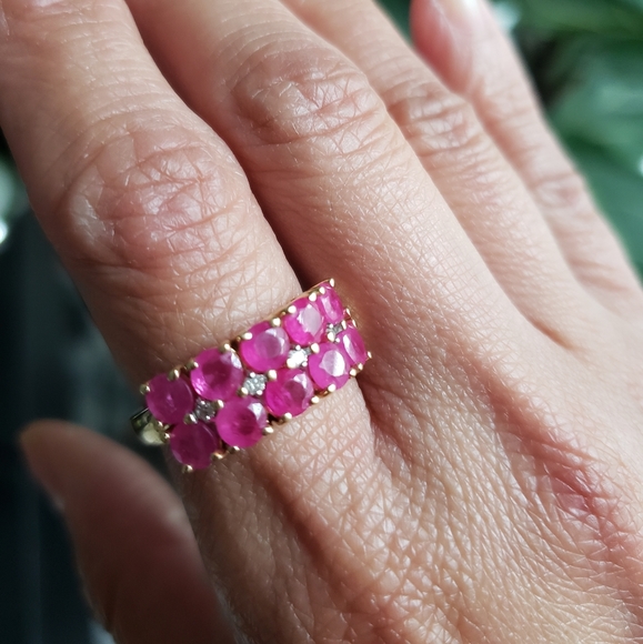 14k Gold Gemstone Ruby Diamond Ring - Picture 5 of 5